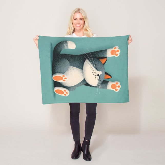 Professional Nap Taker Funny Sleeping Cat Fleece Blanket (In Situ)