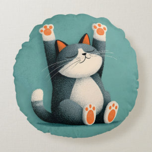 Professional Nap Taker Funny Sleeping Cat Round Cushion