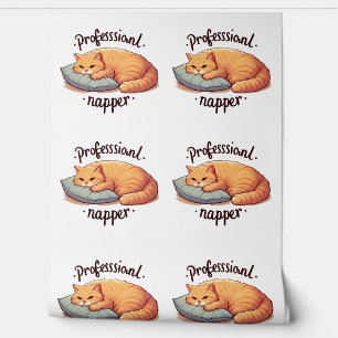 Professional Napper Cat Cosy Lazy Cat Wall Mural