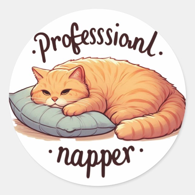  Professional Napper Cat Sticker Cosy Ginger Cat  (Front)