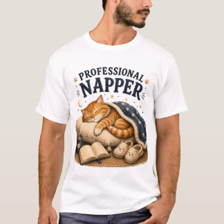Professional Napper –Cute Sleeping Cat Cosy Design T-Shirt