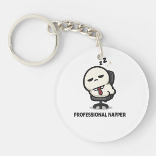 Professional Napper - Cute Tired Character Office Key Ring