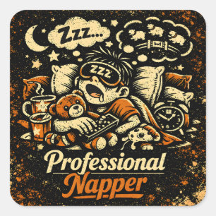 Professional Napper – Elite Sleep Humour Career Square Sticker