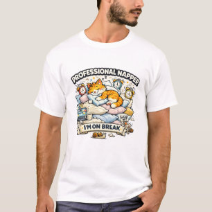 Professional Napper Funny Lazy Cat Vector T-Shirt