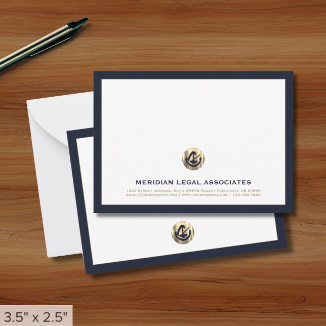 Professional Navy and Gold Legal Note Card (Creator Uploaded)