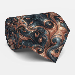 Professional Navy Blue and Copper Marble Tie