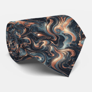 Professional Navy Blue and Copper Marble Tie