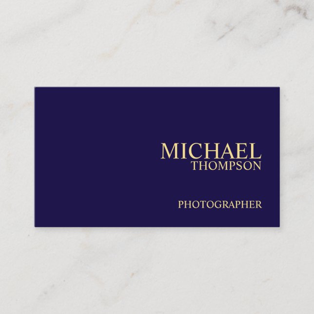 Professional Navy Blue and Gold Business Card (Front)