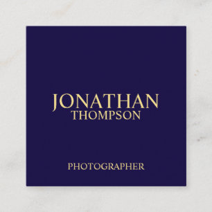 Professional Navy Blue and Gold Square Business Card