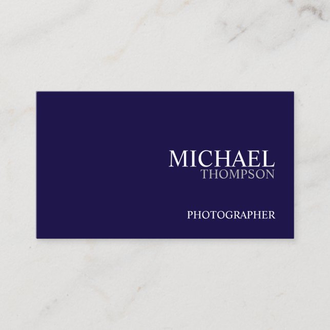 Professional Navy Blue and White Business Card (Front)