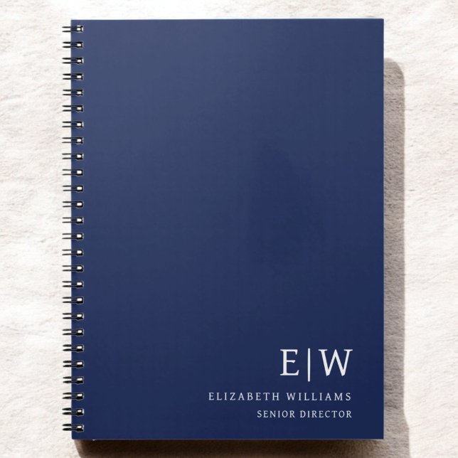 Professional Navy Blue Business Monogram Initial Notebook (Creator Uploaded)