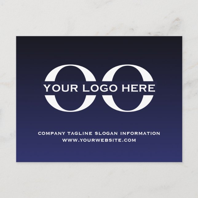 Professional Navy Blue Company Logo Postcard (Front)