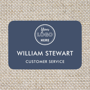 Professional Navy Blue Custom Logo Employee Staff Name Tag