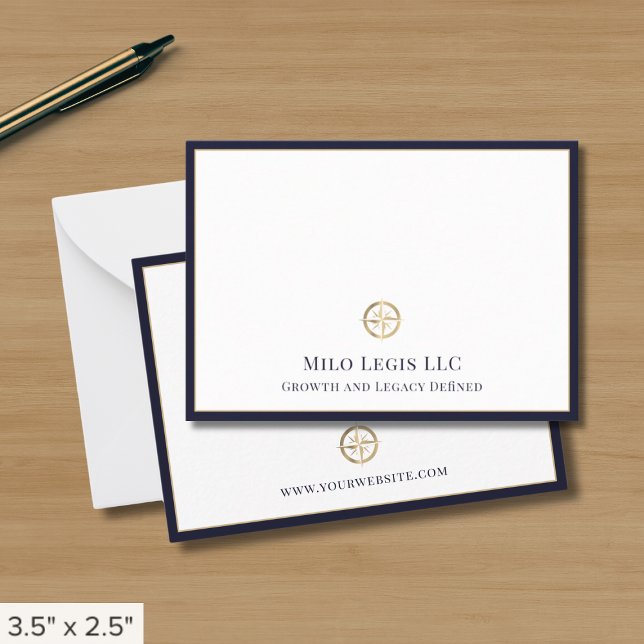Professional Navy Blue Gold Compass Card (Creator Uploaded)
