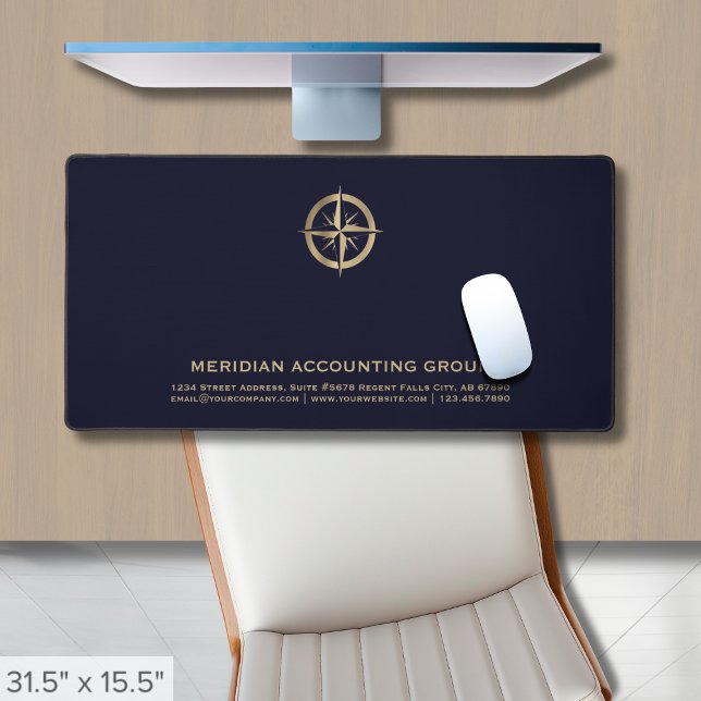 Professional Navy Blue Gold Logo Desk Mat (Creator Uploaded)