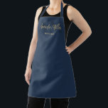 Professional Navy Blue Gold Modern Custom Minimal Apron<br><div class="desc">Introducing our Professional Navy Blue Gold Modern Custom Minimal Apron – a perfect blend of style and functionality, making it an ideal gift for the special women in your life. This personalised apron features elegant script typography and a modern minimalist script monogram, creating a sophisticated touch for any culinary enthusiast....</div>