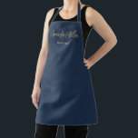 Professional Navy Blue Gold Modern Custom Minimal Apron<br><div class="desc">Introducing our Professional Navy Blue Gold Modern Custom Minimal Apron – a perfect blend of style and functionality, making it an ideal gift for the special women in your life. This personalised apron features elegant script typography and a modern minimalist script monogram, creating a sophisticated touch for any culinary enthusiast....</div>