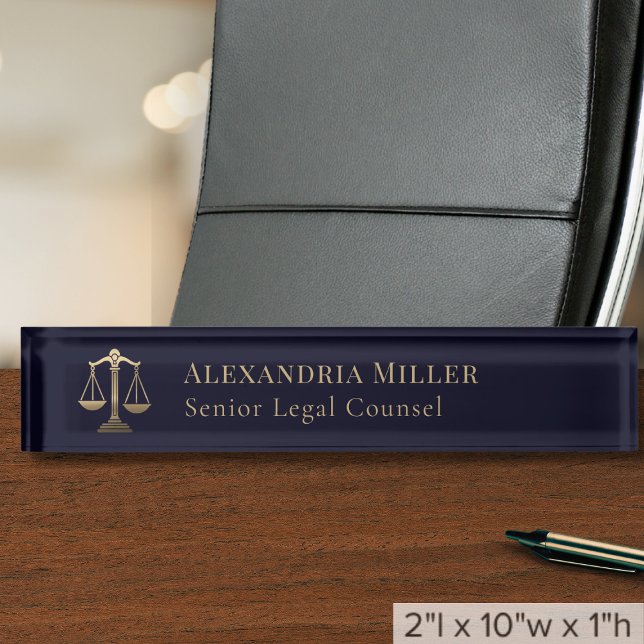 Professional Navy Blue Lawyer Attorney Nameplate (Creator Uploaded)