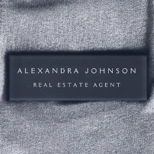 Professional Navy Blue Modern Business Name Tag