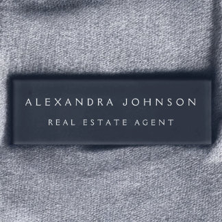 Professional Navy Blue Modern Business Name Tag