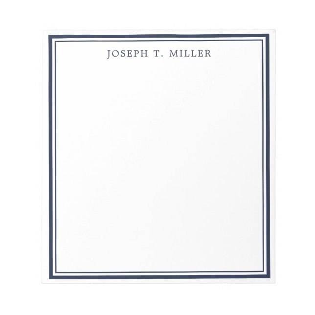 Professional Navy Blue Personalised Name Template Notepad (Front)
