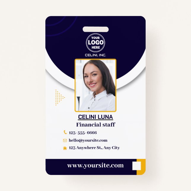 Professional Navy Blue Photo ID Badge for Companie (Front)