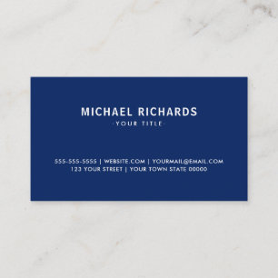 Professional navy blue plain modern simple business card