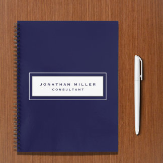 Professional Navy Blue White  Notebook