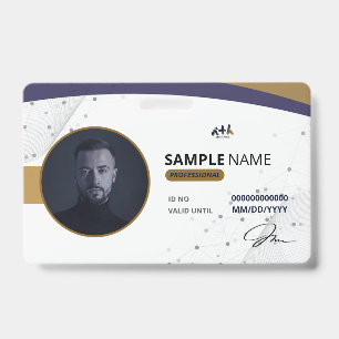 Professional Navy Gold Tech ID Badge - 01