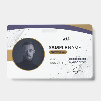 Professional Navy Gold Tech ID Badge - 01