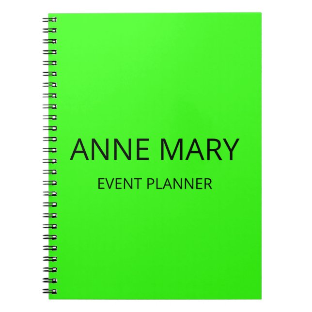 Professional Neon Green Elegant Colorful Bright Notebook (Front)