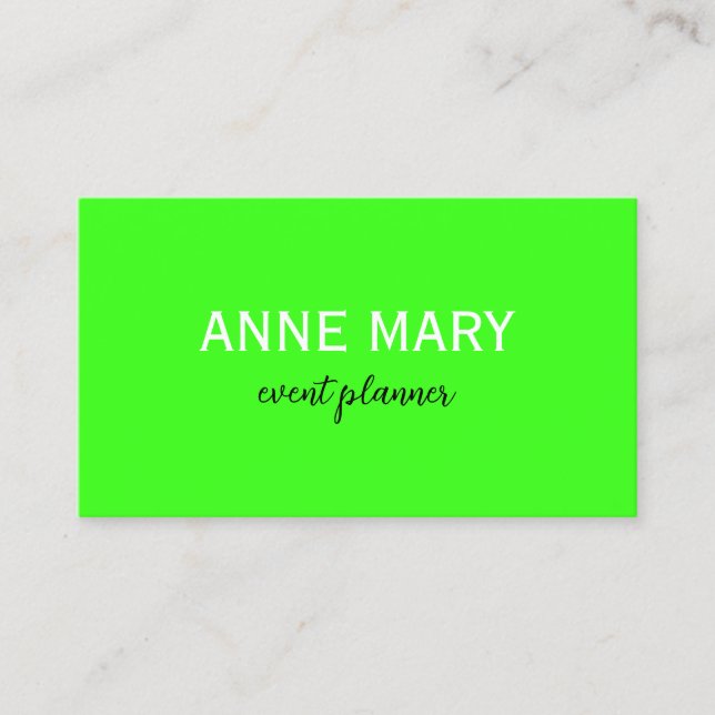 Professional Neon Green Modern Colourful Bright Business Card (Front)