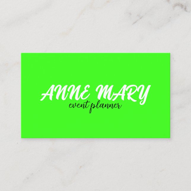 Professional Neon Green Modern Colourful Trendy Business Card (Front)