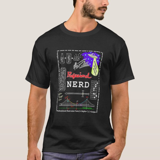 Professional Nerd Or Geek With Riddles And Tribute T-Shirt (Front)