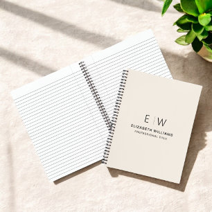 Professional Neutral Monogram Business Initial Notebook