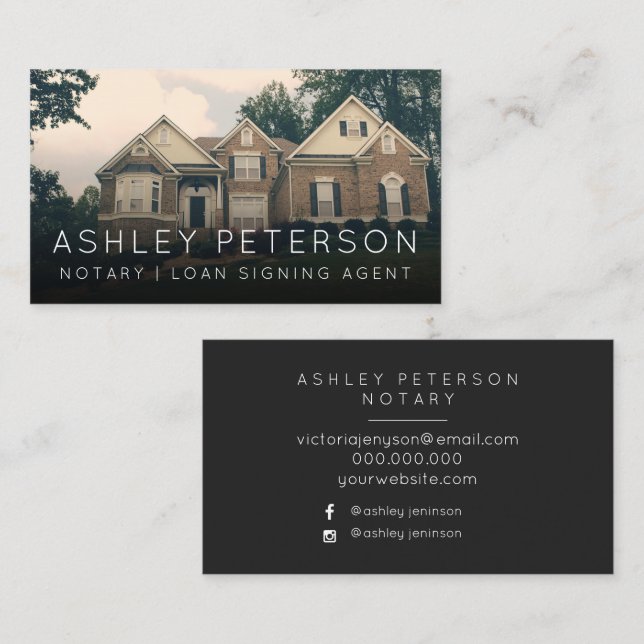 Professional notary photo simple typography business card (Front/Back)