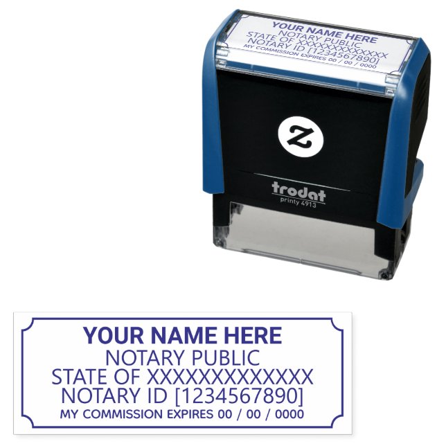 Professional Notary Public Customisable Template Self-inking Stamp (In Situ)