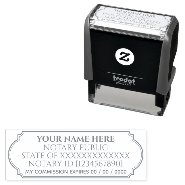 Professional Notary Public Customisable Template Self-inking Stamp (In Situ)