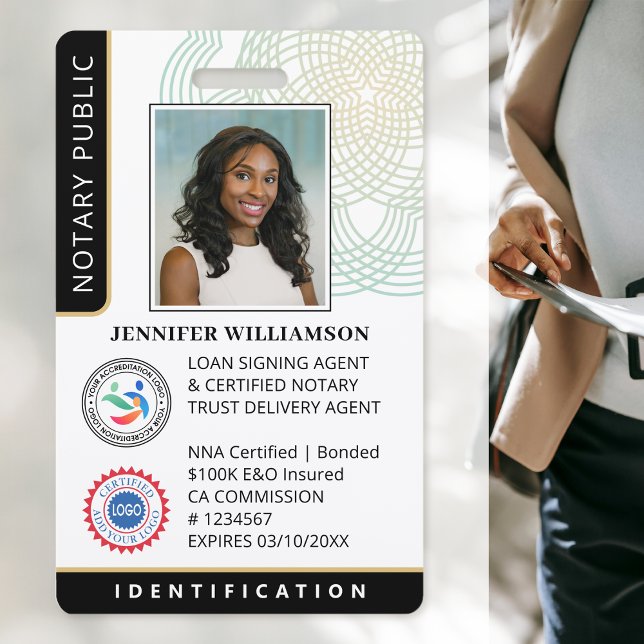 Professional Notary Public Photo QR Code ID Black ID Badge (Creator Uploaded)