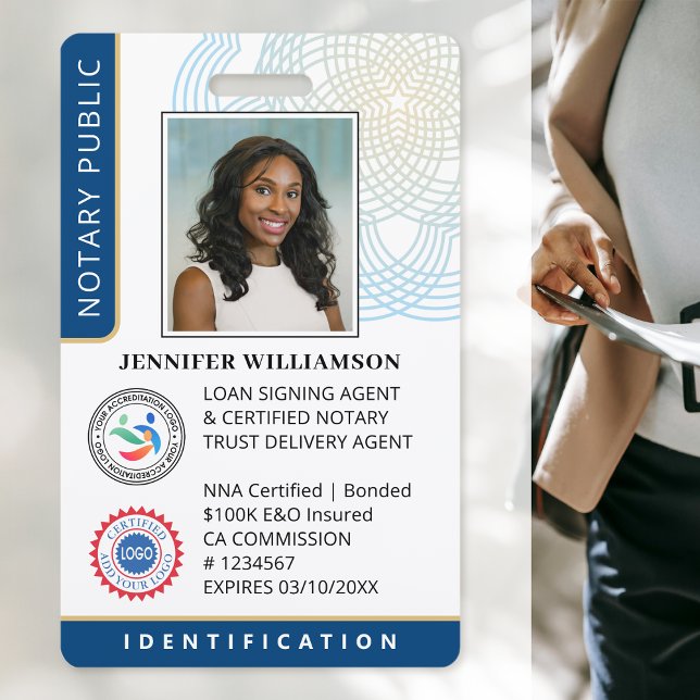 Professional Notary Public Photo QR Code ID Blue ID Badge (Creator Uploaded)