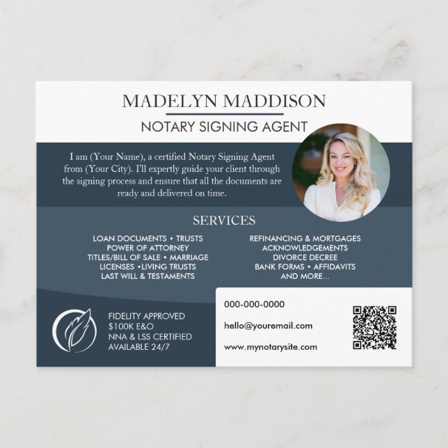 Professional Notary Service Marketing Promotional  Postcard (Front)
