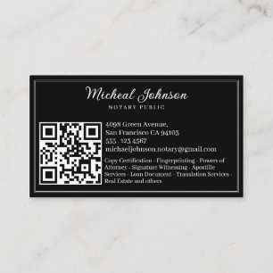 Professional Notary Services QR Code Customisable Business Card