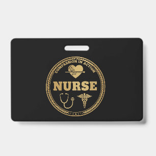 Professional Nurse Emblem Compassion in Action ID Badge