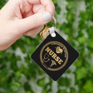 Professional Nurse Emblem Compassion in Action Key Ring