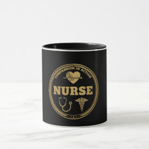Professional Nurse Emblem Compassion in Action Mug