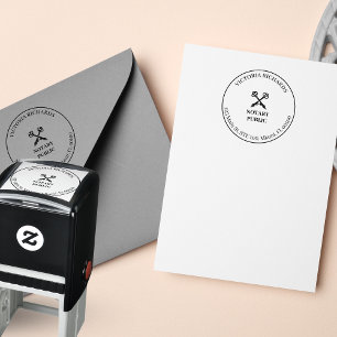 Professional Office Cross Key & Pen Logo Notary Self-inking Stamp