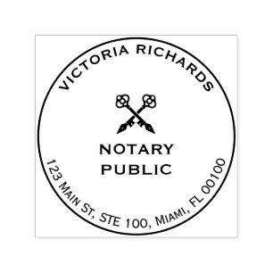 Professional Office Cross Keys Your Logo Notary Self-inking Stamp
