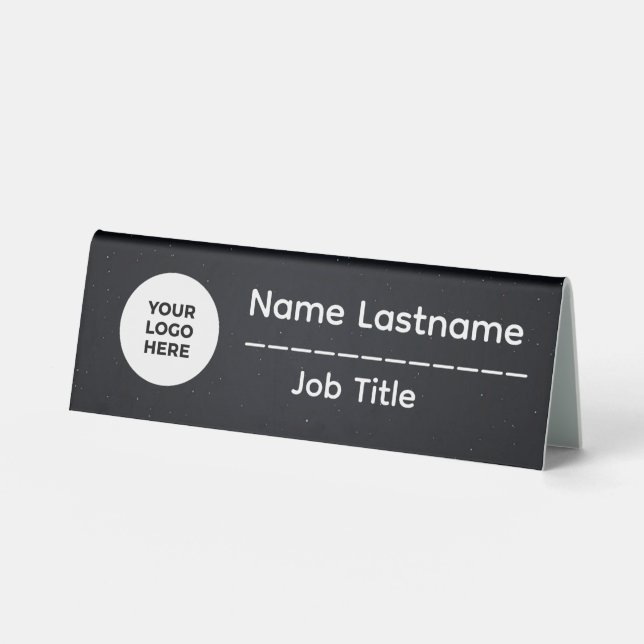 Professional Office Desk Name Plate with Logo  (Front)