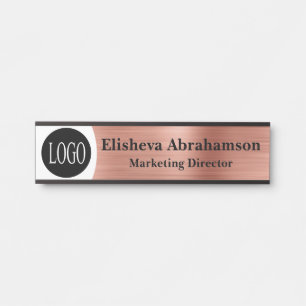 Professional Office Door Sign Signs Rose Gold Logo