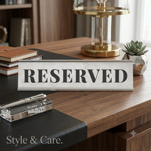 Professional Office RESERVED Desk Name Plate
